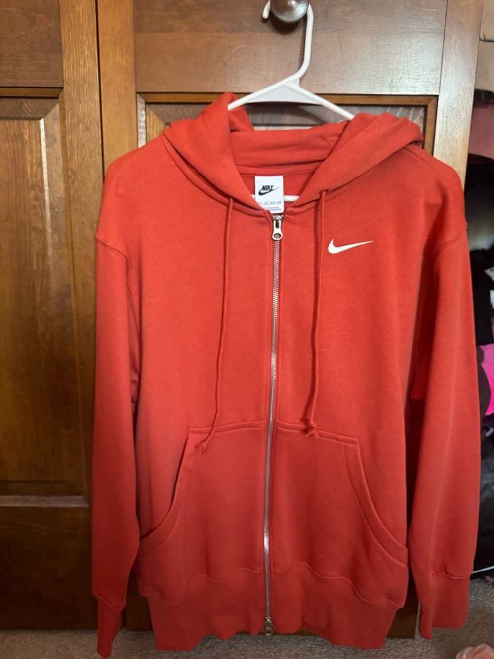 Nike Womens Red/Orange Zip-Up Hoodie